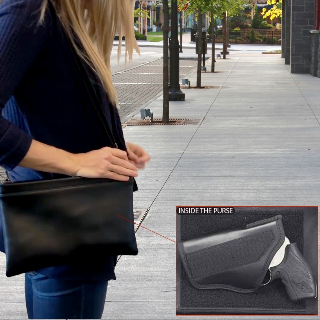 Gun leather clutch bag